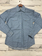 Load image into Gallery viewer, Stetson Men’s Steel Blue Filigree LS 2 Pocket Snap Shirt