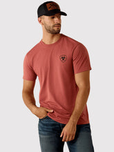 Load image into Gallery viewer, Men’s Ariat Banner Badge Red Clay Heather T Shirt