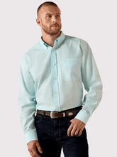 Load image into Gallery viewer, Men’s Ariat Wrinkle Free Solid Angel Blue Pinpoint Oxford LS Button Up
