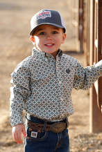 Load image into Gallery viewer, Boys Cinch Cream Geometric Print LS Button Up