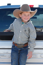 Load image into Gallery viewer, Boys Cinch Cream Geometric Print LS Button Up