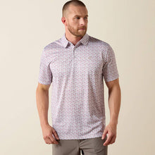 Load image into Gallery viewer, Men’s Ariat All Over White Island Mini Print Polo Shirt