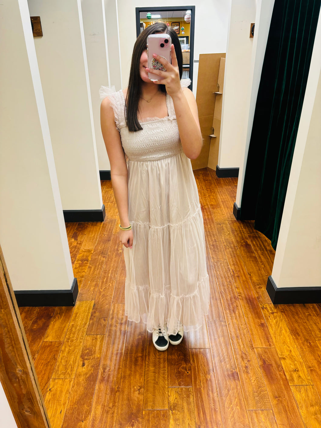 Champagne Tulle Midi Dress