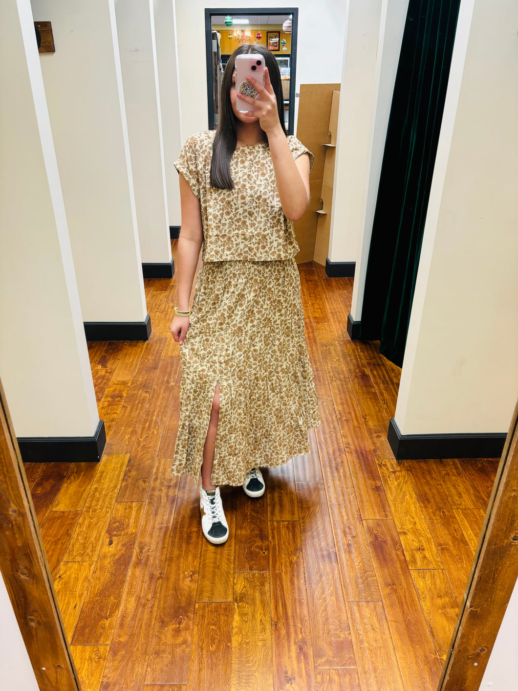 Mocha Floral Skirt Set