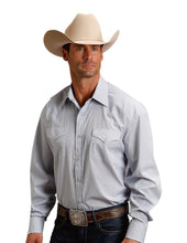 Load image into Gallery viewer, Men’s Stetson Snap Two Pocket Plaid Light Blue Button Up