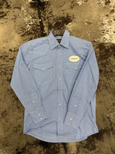 Load image into Gallery viewer, Men’s Roper Stretch Mini Check Blue Button Up Long Sleeve