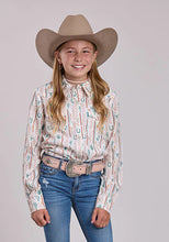 Load image into Gallery viewer, Girls Long Sleeve Roper Checkers Stripe Printed Rayon Button Up