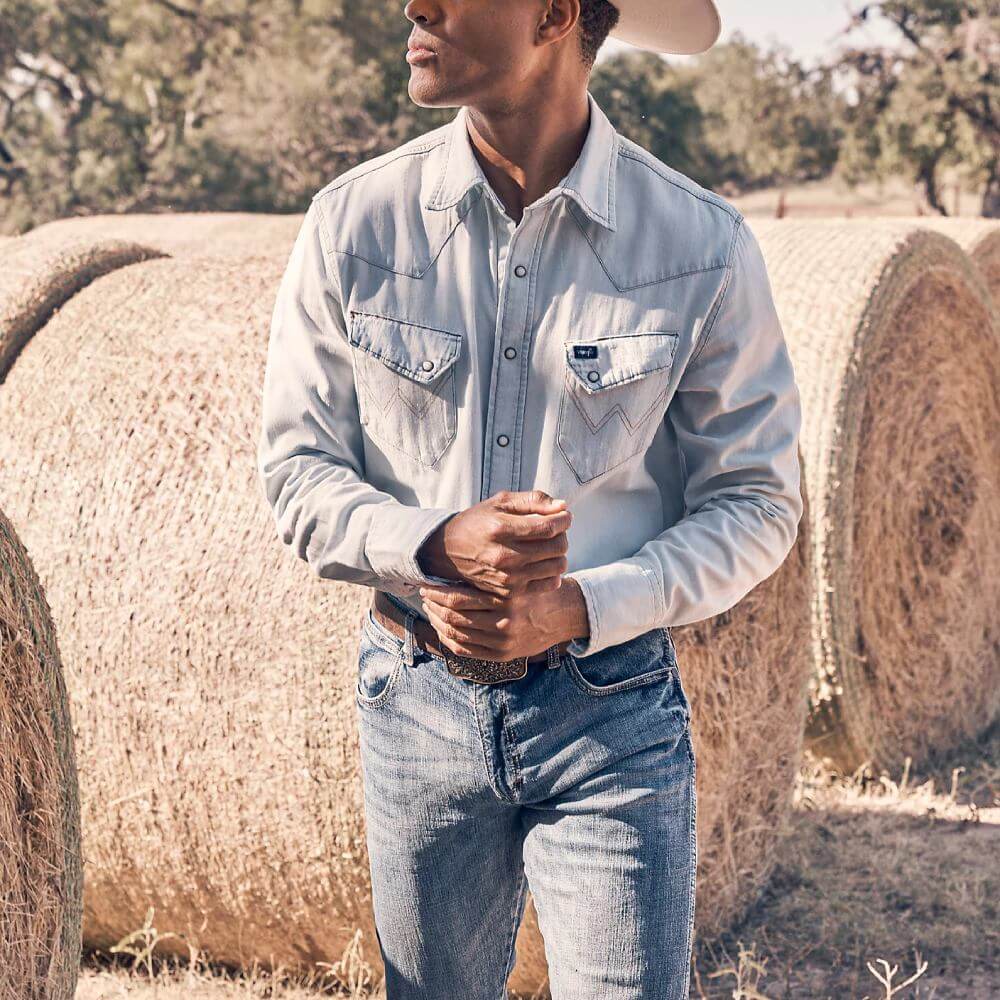 Wrangler Men’s Vintage Denim Snap