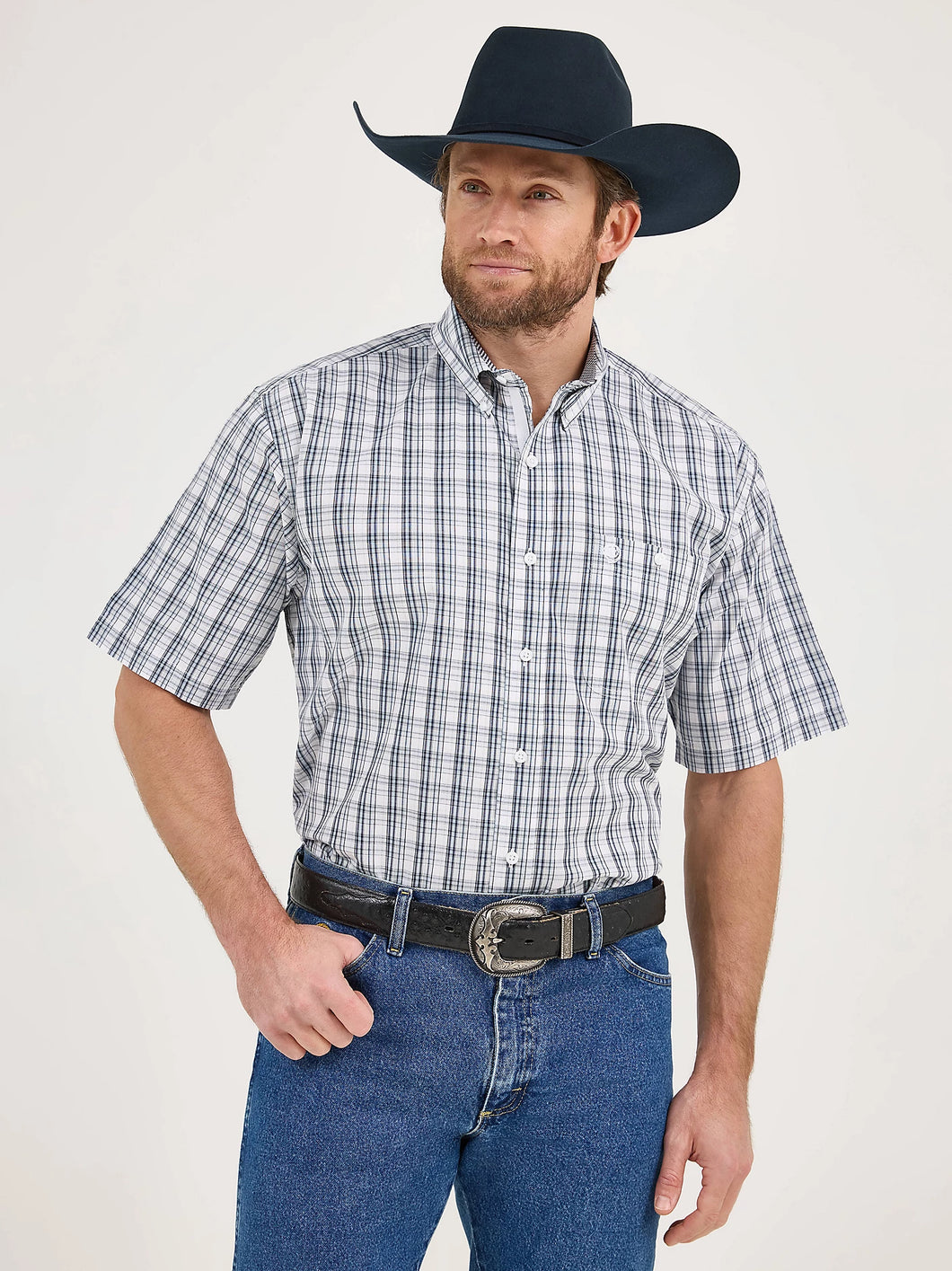 Wrangler Men’s GS Blue Plaid SS Shirt