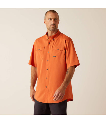 Men’s Ariat Rebar Orange Rust SS Work Shirt