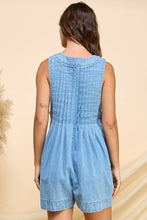 Load image into Gallery viewer, Vervet Denim Pleated Sleeveless Romper