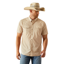 Load image into Gallery viewer, Ariat Men&#39;s VentTEK Western Tan Fitted Button Down Shirt.