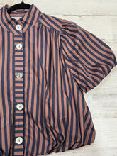 Load image into Gallery viewer, Women’s Stripped Button Down Bubble Top