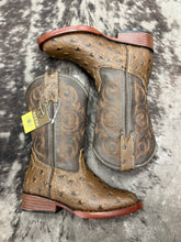 Load image into Gallery viewer, Boys Roper Brown Faux Ostrich Leather Vamp Boot