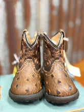 Load image into Gallery viewer, Boys Roper Brown Faux Ostrich Leather Vamp Boot