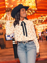 Load image into Gallery viewer, Wrangler Women&#39;s Neck Tie Western Blouse