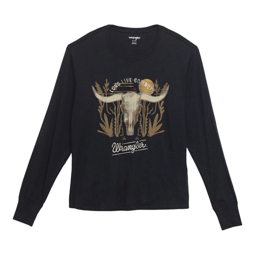 Women’s Wrangler Steer Skull LS Tee