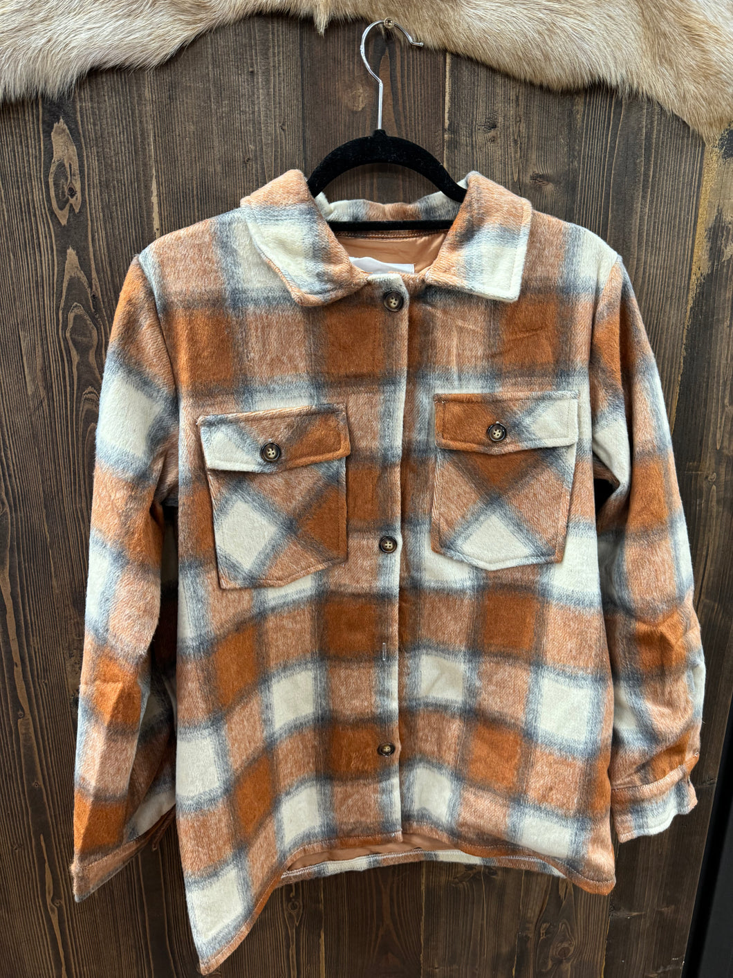 Rust, Gray & Tan Plaid Jacket