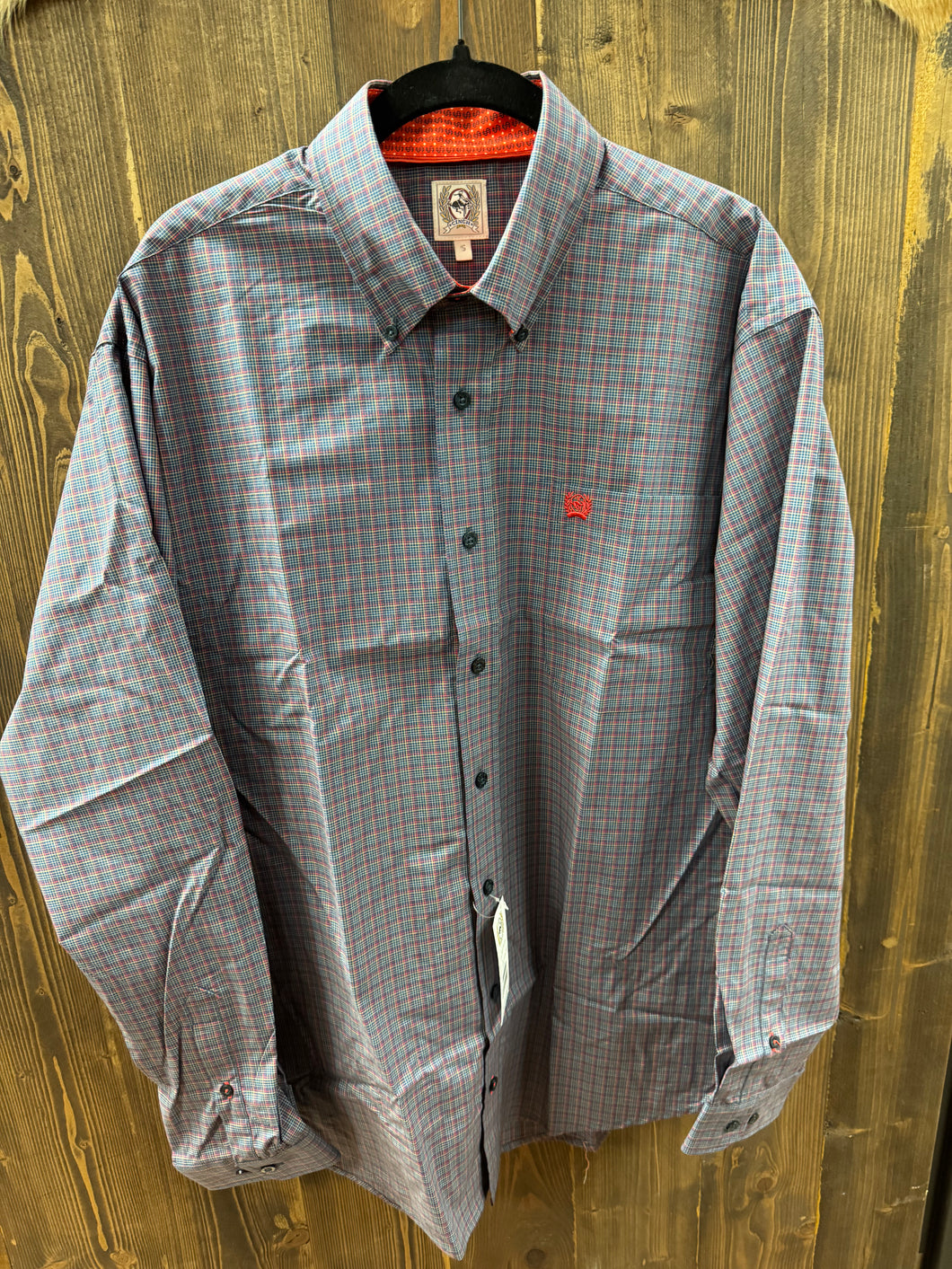 Men’s Cinch Long Sleeve Plaid $$ Navy Button Up