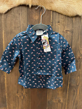 Load image into Gallery viewer, Boys Cinch Long Sleeve American Flag Navy Button Up