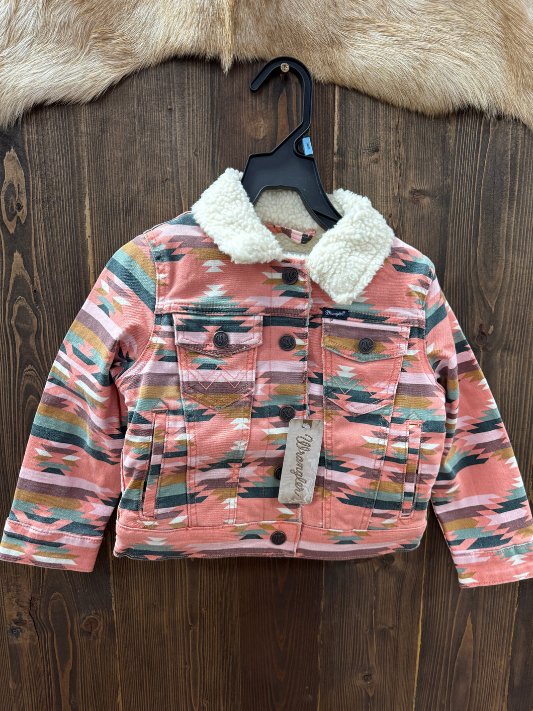 Girls Wrangler Aztec Pink Sherpa Jacket