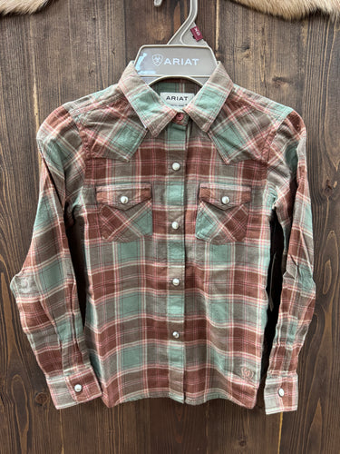 Girls Ariat Ava Plaid Long Sleeve Snap Shirt