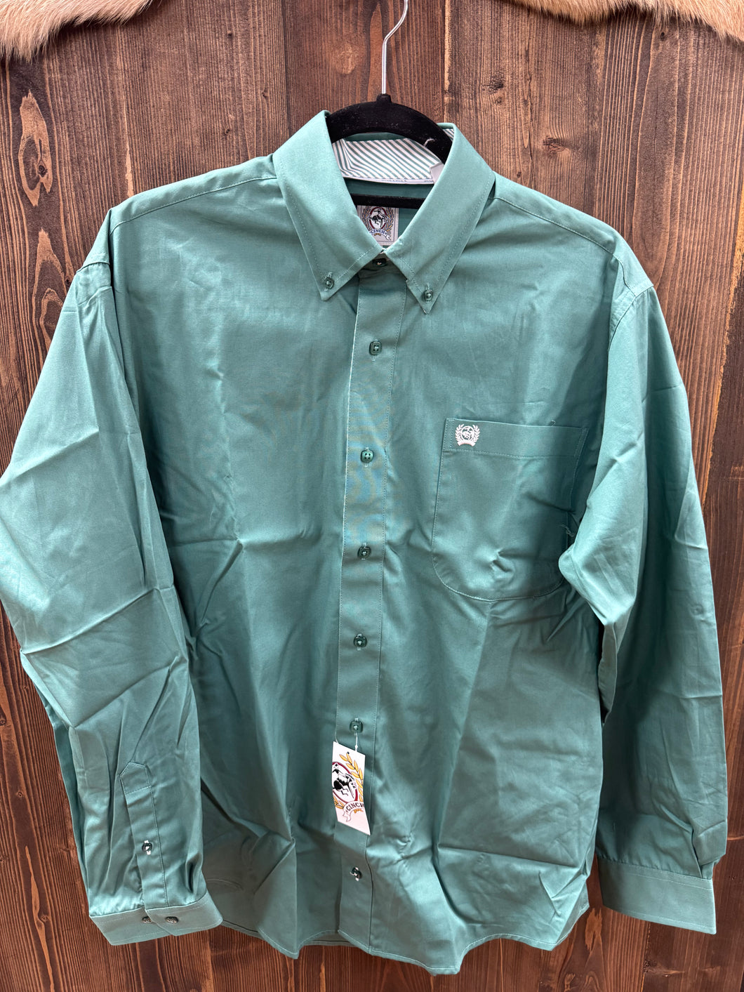 Men’s Cinch Green Long Sleeve Button Up