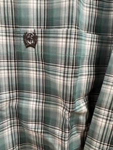 Men’s Cinch Long Sleeve Green Plaid Button Up