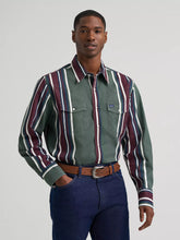 Load image into Gallery viewer, Men’s Wrangler Olive Brush Popper LS Snap