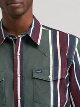 Load image into Gallery viewer, Men’s Wrangler Olive Brush Popper LS Snap