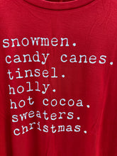 Load image into Gallery viewer, Women’s Red “Snowmen. Candy Canes. Tinsel” Tee