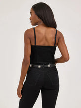 Load image into Gallery viewer, Woman’s Wrangler West Concho Strap Black Denim Zip Up Tank