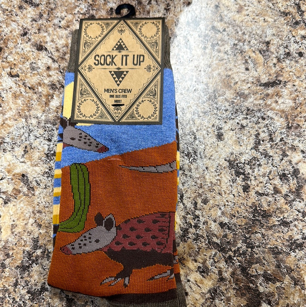 Mens Crew Socks-Armadillo Rodeo.