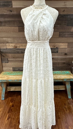 Ivory Texture Woven Maxi Dress.