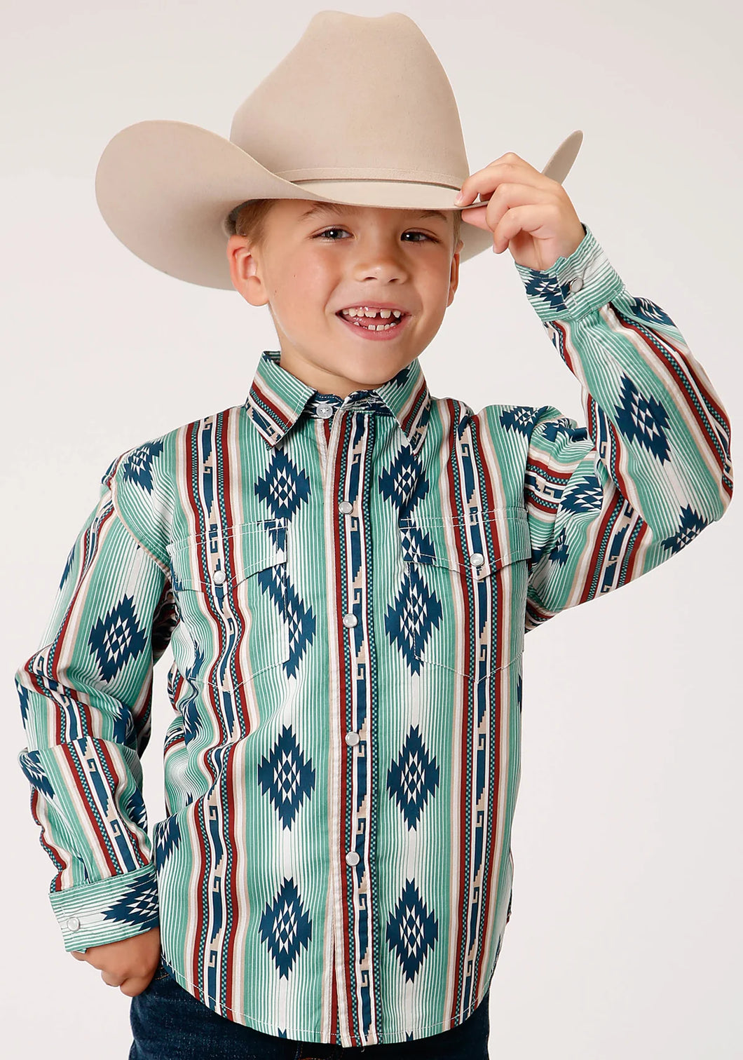 Boys Roper Verde Stripe Button Up