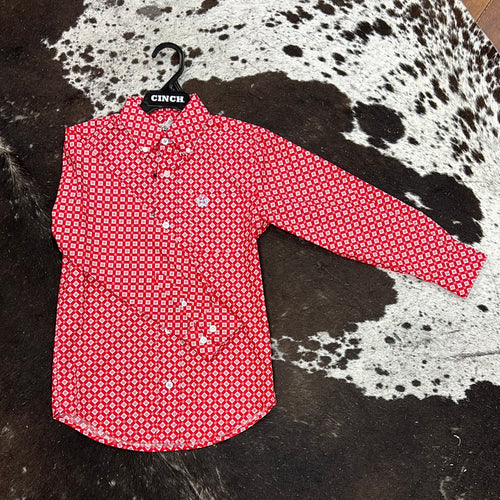 Boy’s Red Long Sleeve Button Up