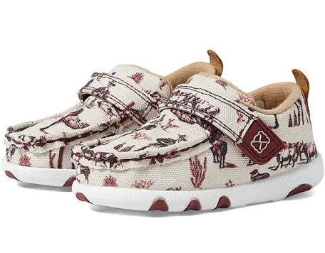 Twisted X Driving Moc Maroon & Ivory Shoe.