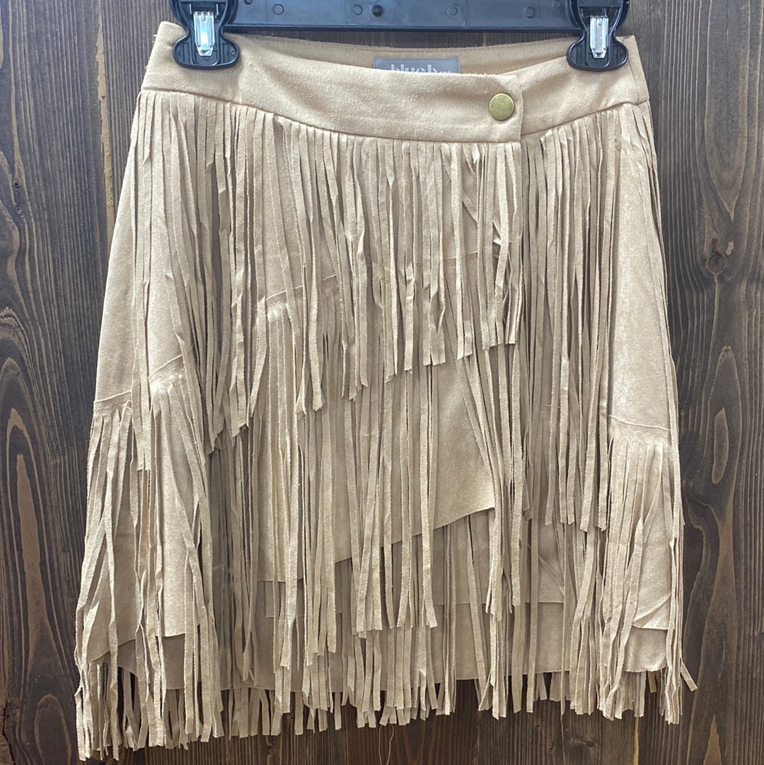 Faux suede studded fringe skirt best sale