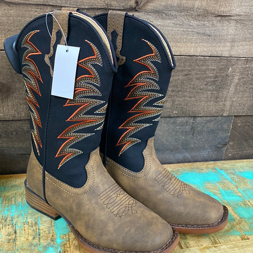 Roper Kid’s Tan/Black Jagged Boots