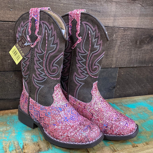 Girls Roper Glitter Aztec Boots