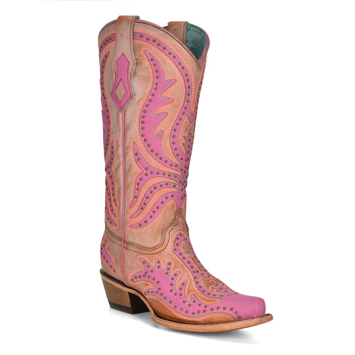 Corral Pink Overlay and Flourescent Embroidery Boots