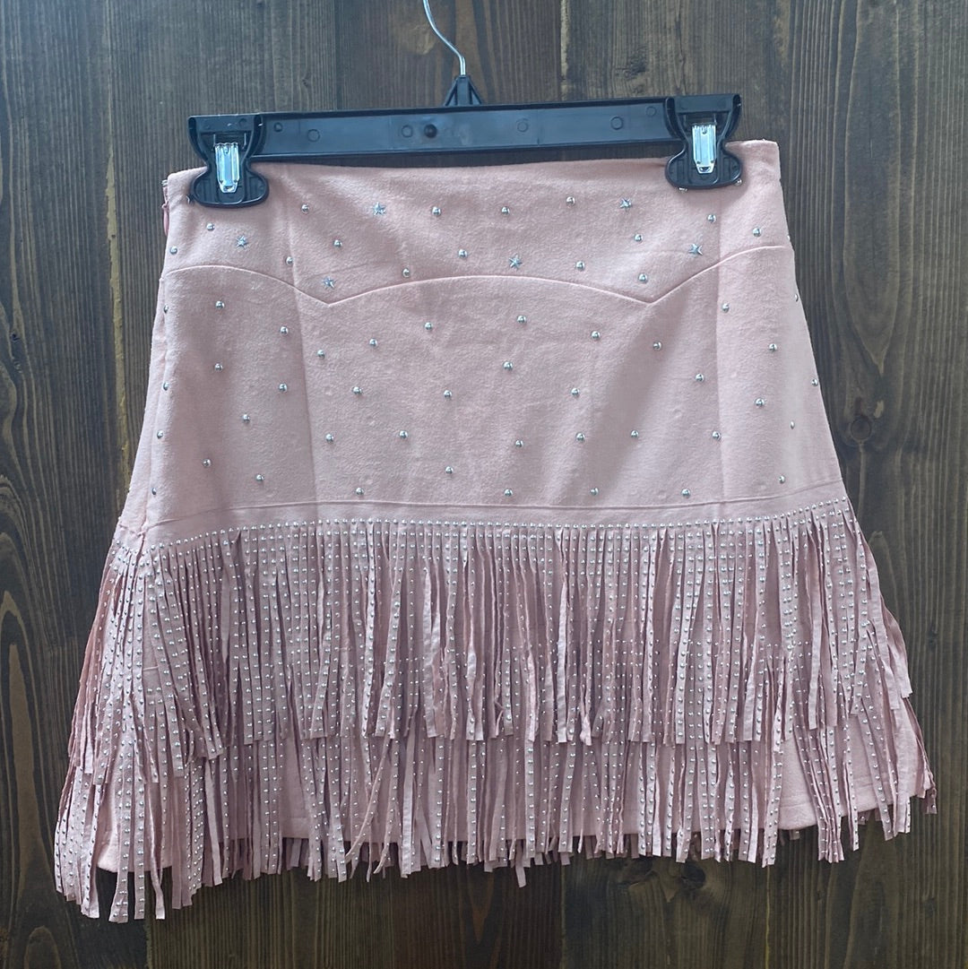 Star Studded Studded Suede Mini Skirt Women's Pink Star Studded