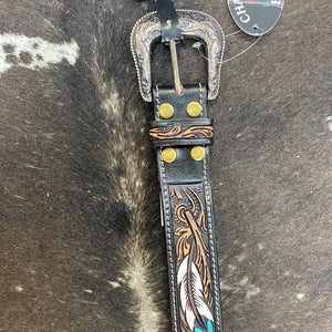 Challenger Floral Tooled Leather Belt