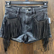 Load image into Gallery viewer, Women’s Black Fringe Shorts