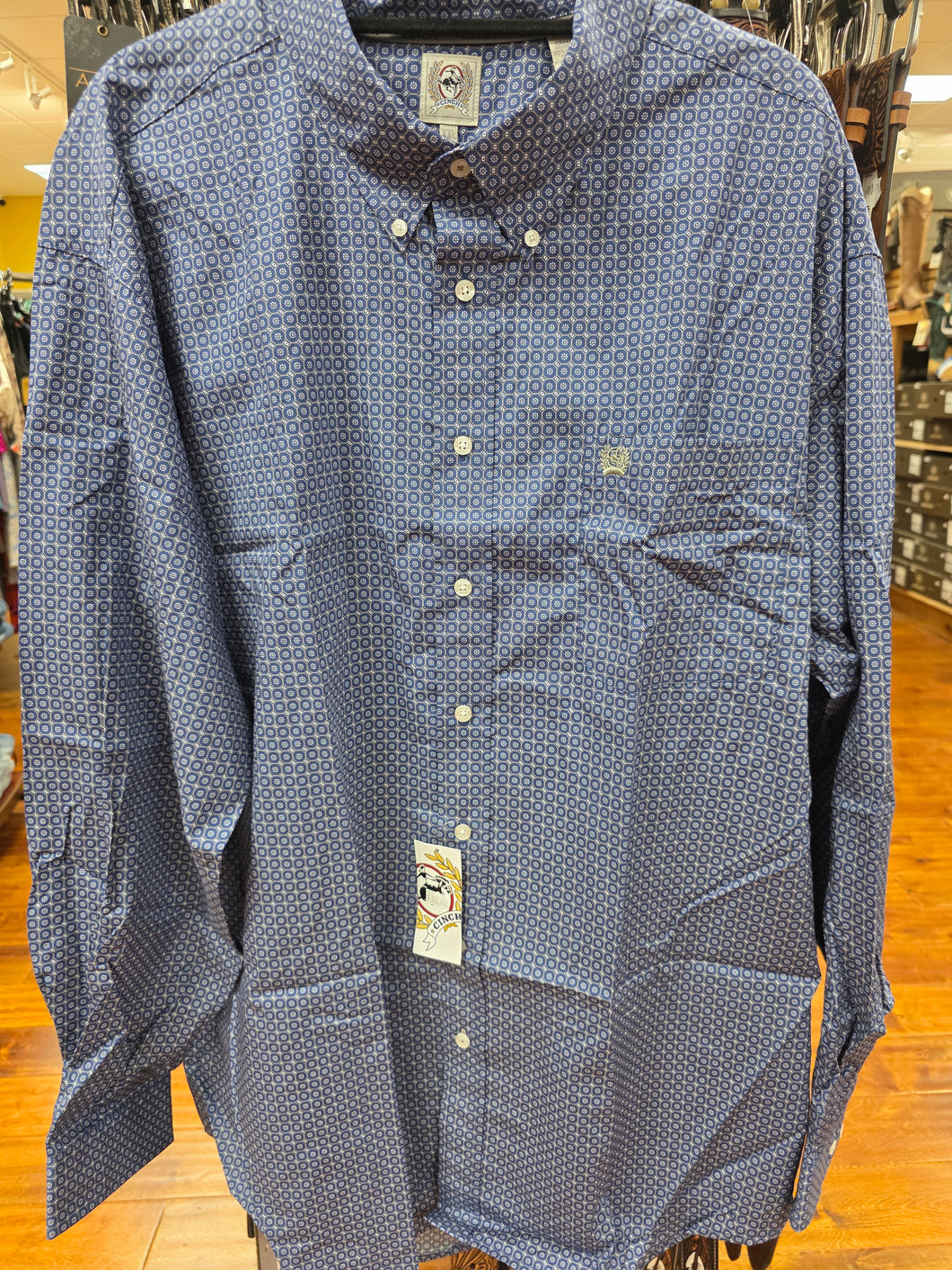 Cinch- Men's Royal Print Button Up.
