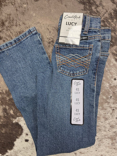 Girls Lucy Mid Rise Boot Cut Jeans.