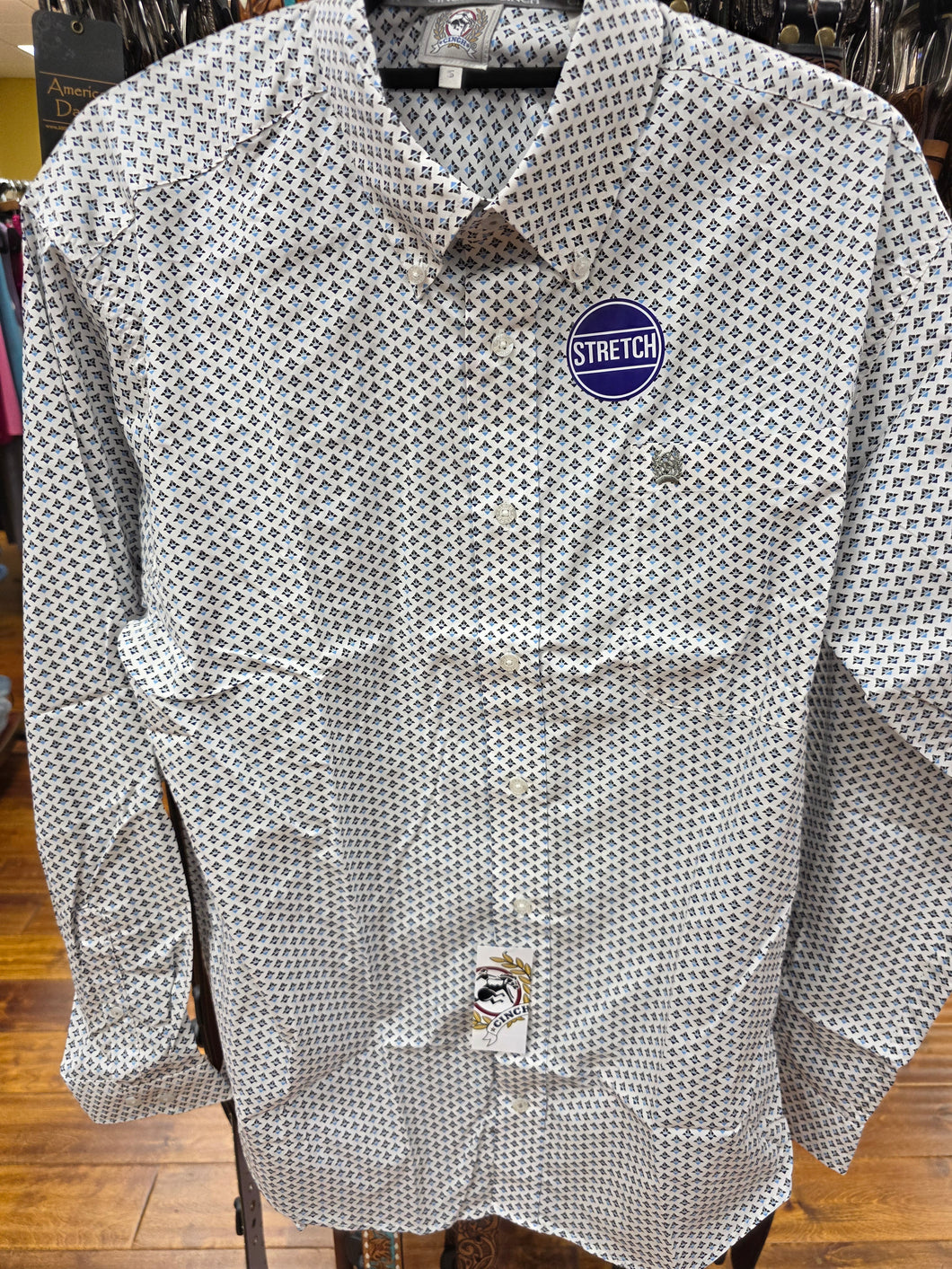 Cinch- Men's White Print Button Up.