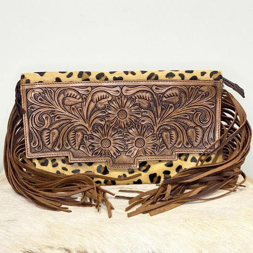 Cheetah Tooled Leather Handbag