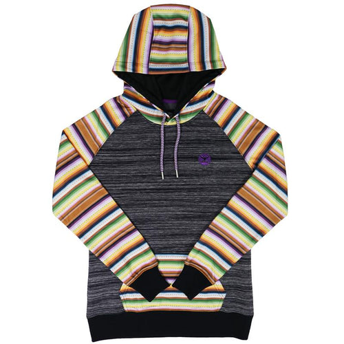 Hooey Women's Black Space Dye with Serape Sleeves Hoodie