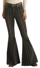 Load image into Gallery viewer, Rock and Roll Black Striped Bell Bottoms High Rise